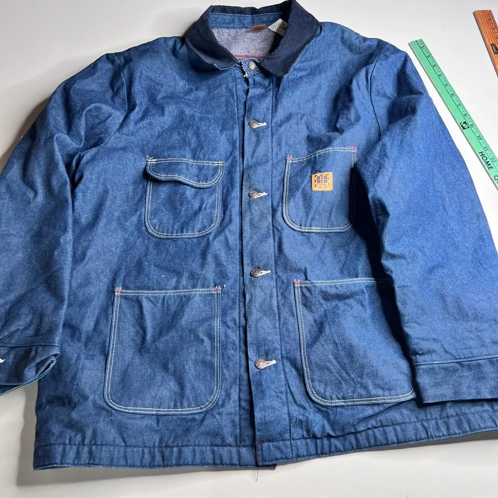 Vintage Big Ben by Wrangler Denim Chore Coat Blanket Lined USA Made Blue Size 50